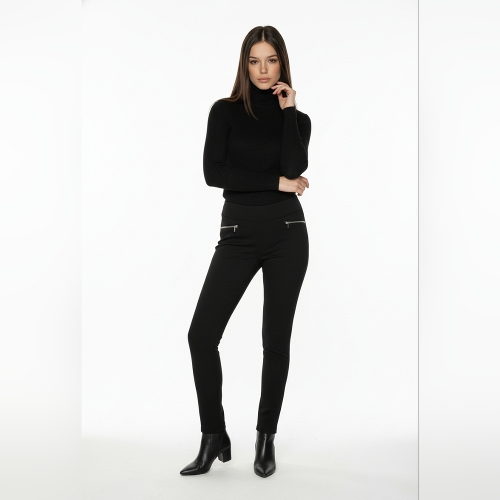 INC Black Pants with Silver Zipper Accents NWOT